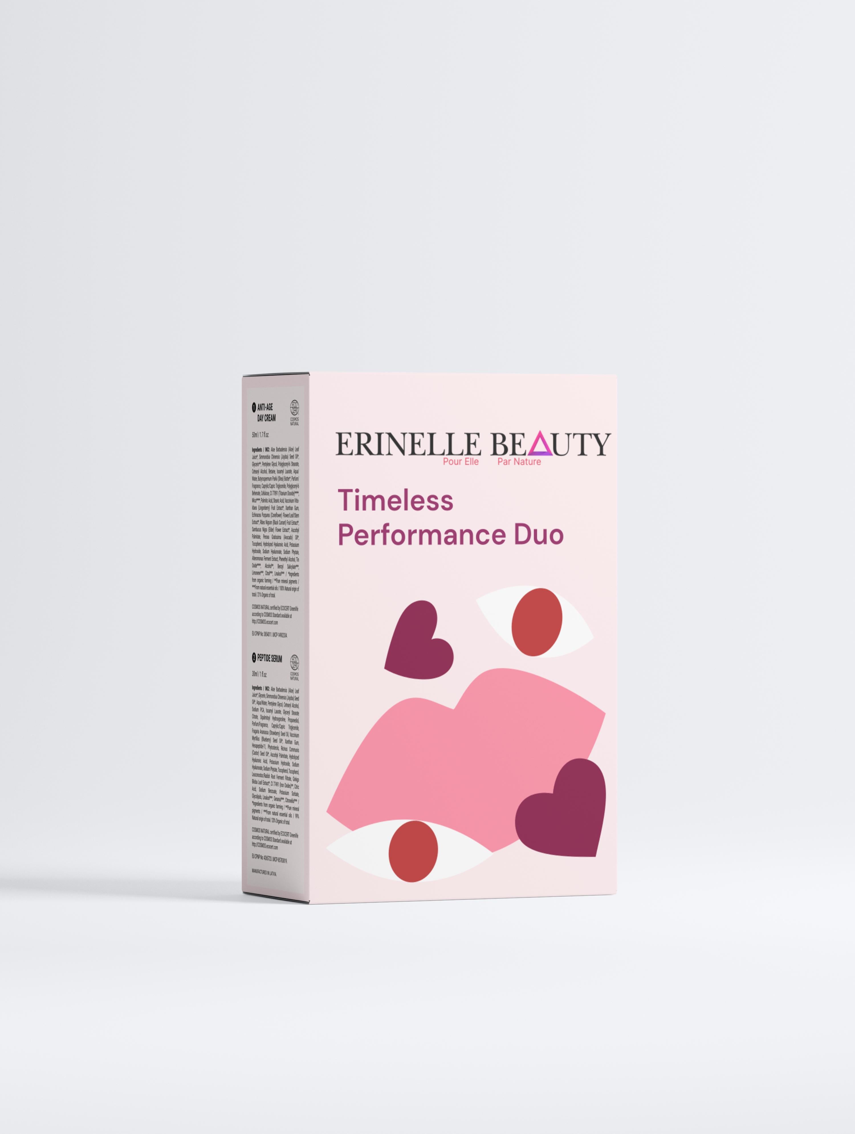 Erinelle Beauty Timeless Performance Duo pure beauty gift set for her in pink and white packaging