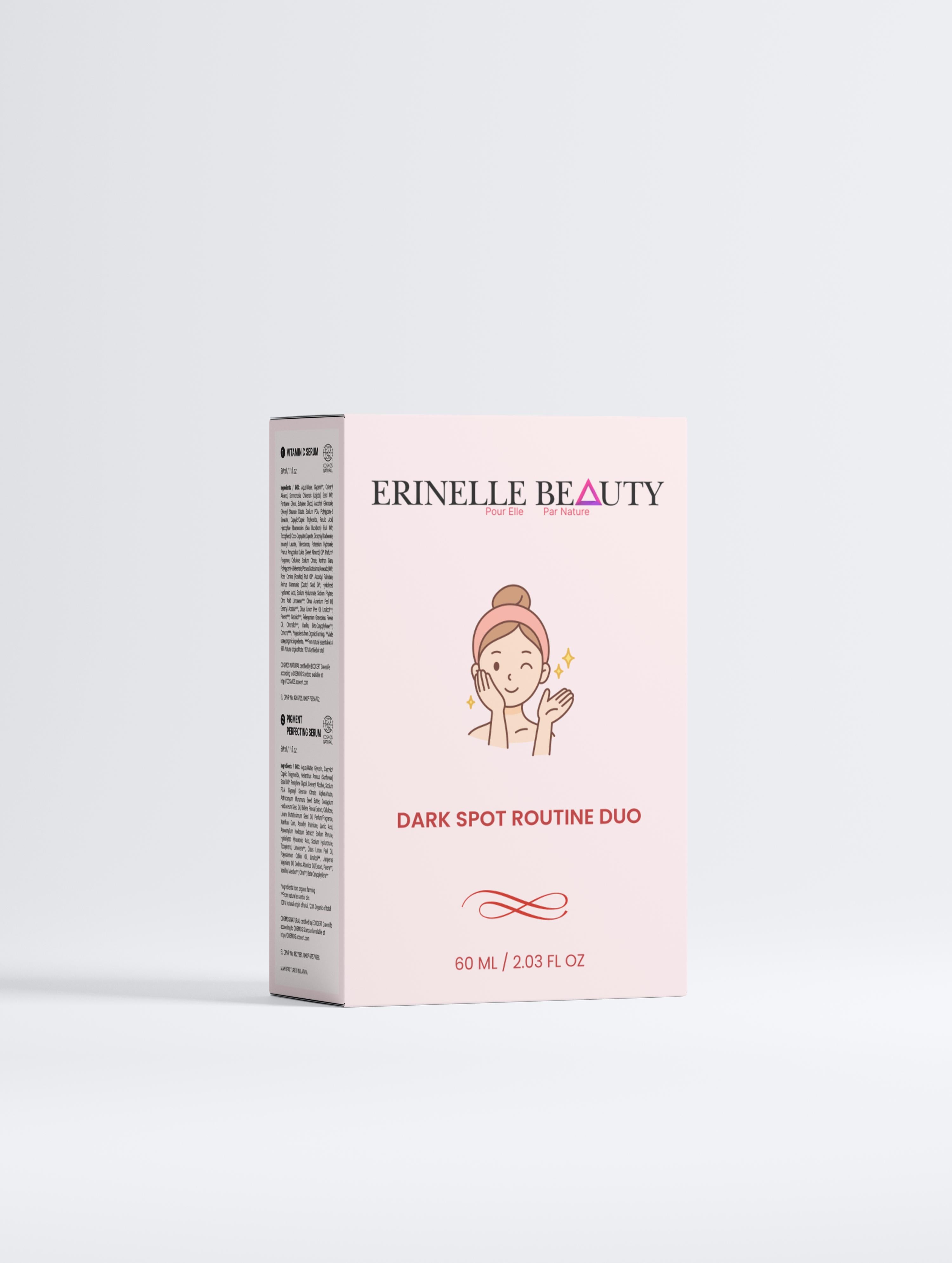 Erinelle Beauty Dark Spot Routine Duo natural skincare for dark spots in 60 ml packaging